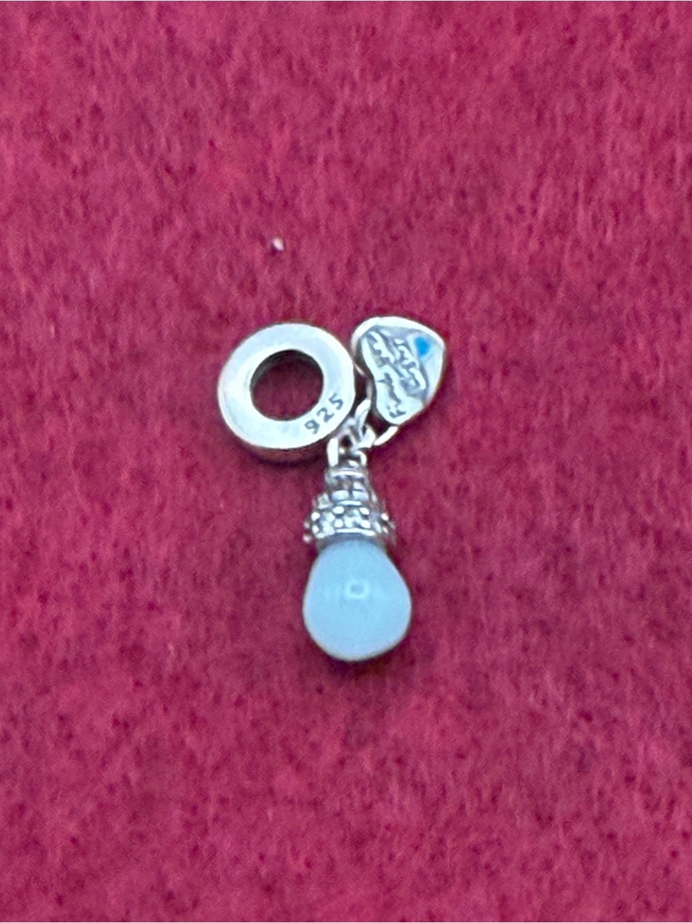 Sterling Silver 925 Blue Lightbulb Charm Fits Pandora